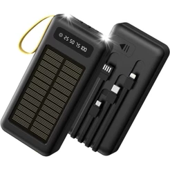 20.000mah Carregador Portátil Power Bank Solar 5 Em1 LED lanterna COM Saida 4 Cabos TECNO