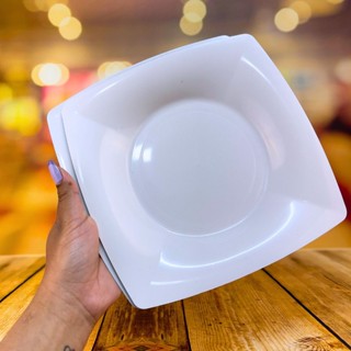 10~50 PRATOS PLÁSTICO QUADRADO REUTILIZÁVEL BRANCO em Oferta na Shopee