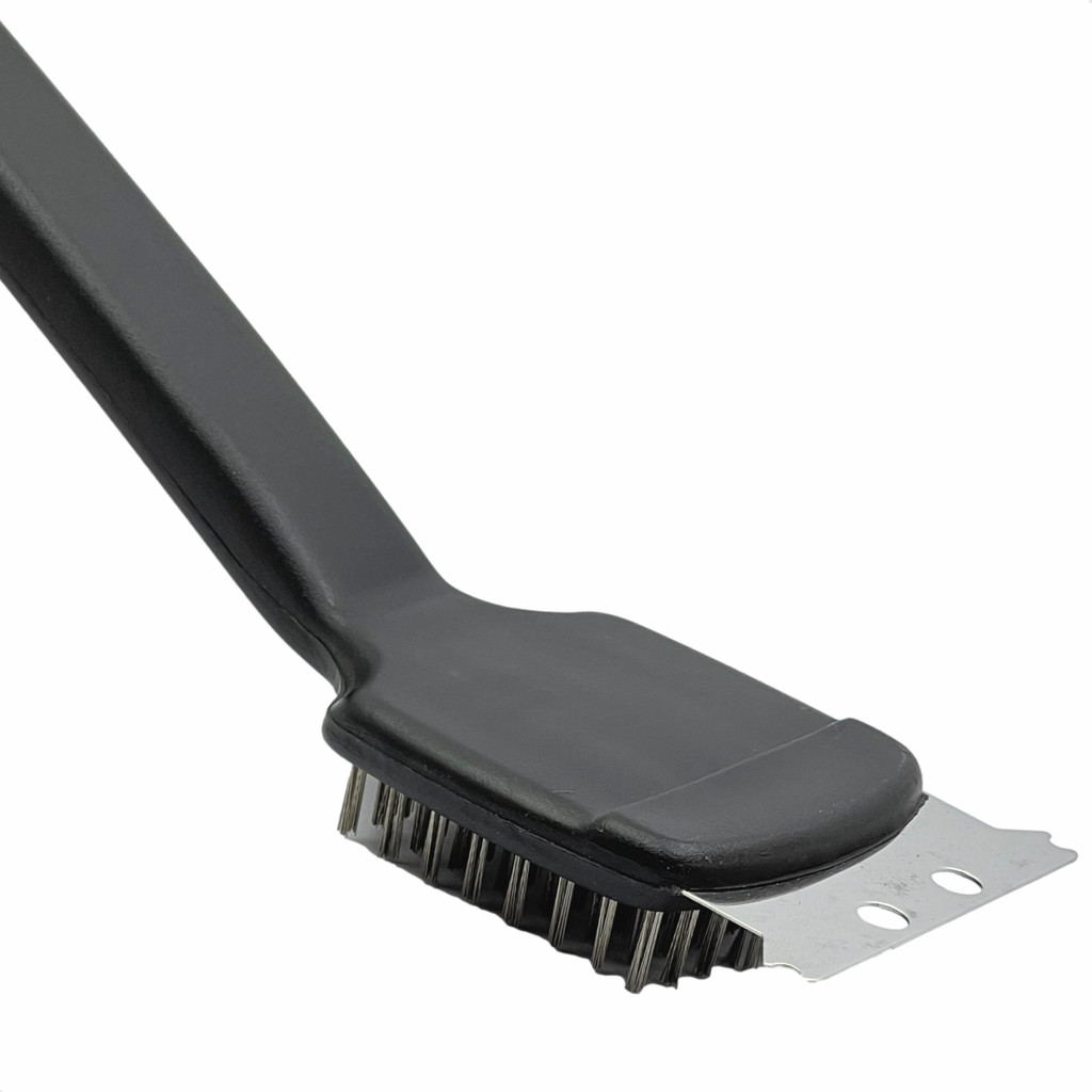 Escova Limpa Grelhas Ferrugem Com Raspador Aço Inox 45,5cm 8 Fileiras