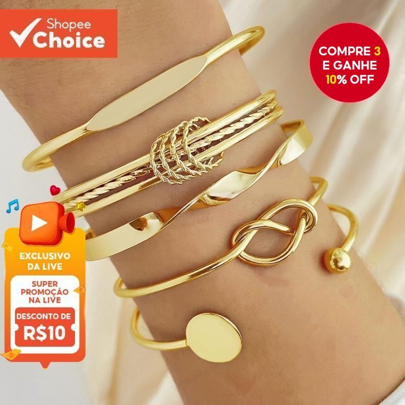 Conjunto De Pulseira De Torção Geométrica 5 Peças Para Mulheres Minimalista Empilhável Presente De Joias Da Sorte