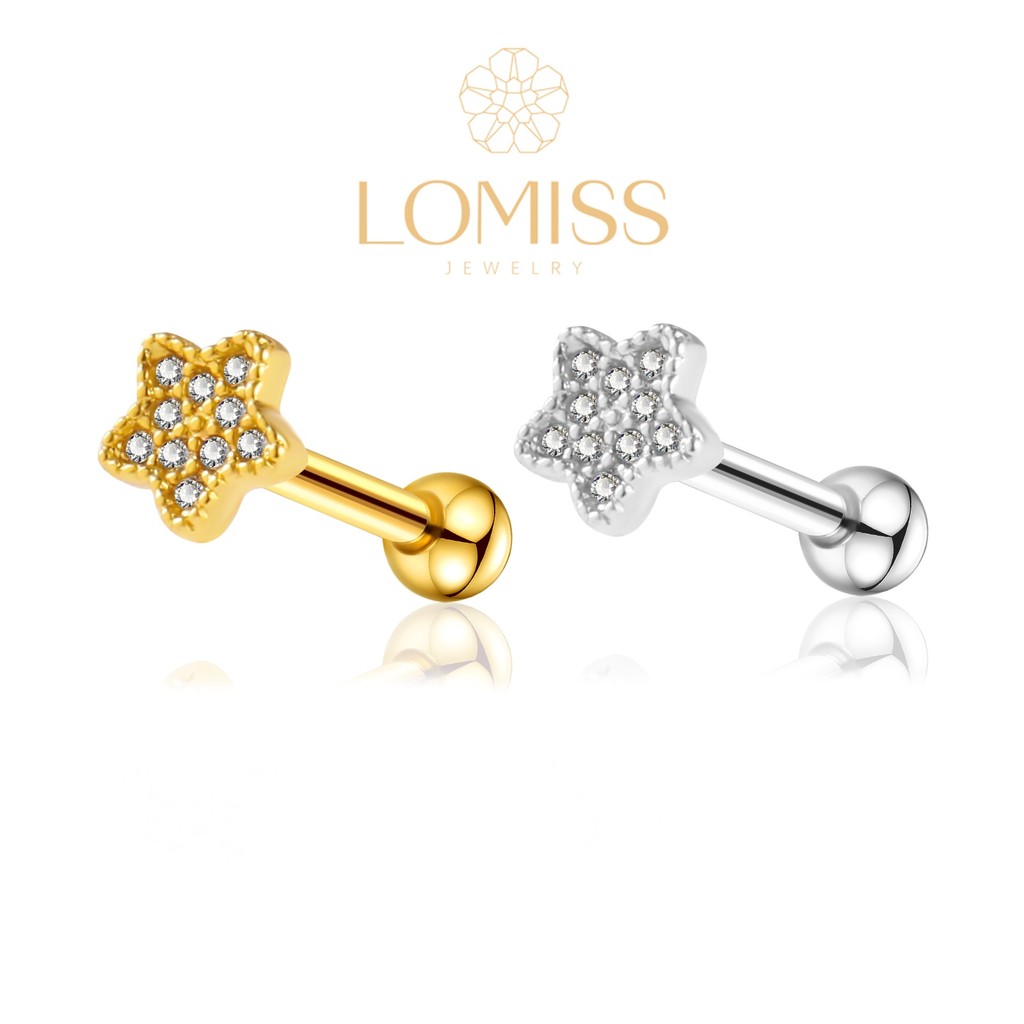 Piercing Orelha Minibarbell Dourado Zircônia Estrela Helix Nariz Conch Lóbulo Tragus Piercing Cobre / Aço Flat Labret em Oferta na Shopee