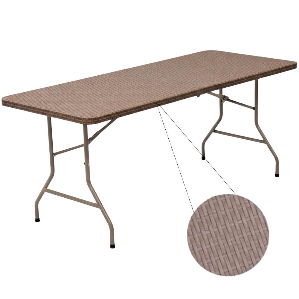 Mesa Dobrável Vira Maleta 180 x 74 CM Portátil até 150 KG Rattan ZELT em Oferta na Shopee