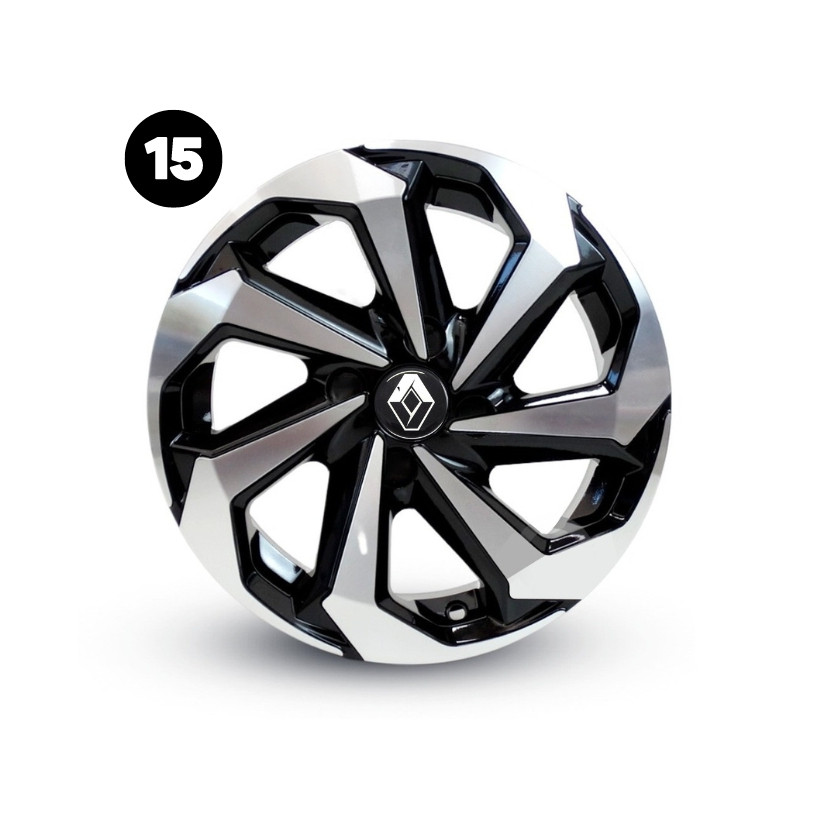 Jogo 4 Calota Spider Aro 15 Prata/Preto Renault Clio Logan em Oferta na Shopee