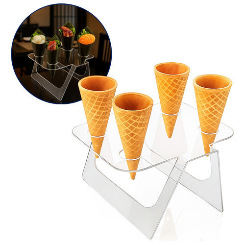 Suporte Duplo Expositor Temaki Sorvete Cristal 4 Cones