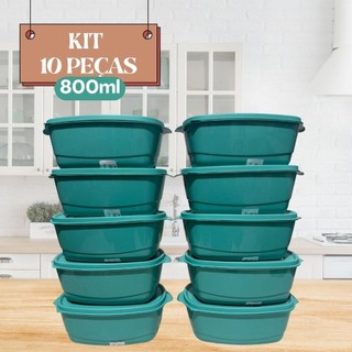 Kit Com 10 Potes Para Marmita Hermetico Ideal Para Armazenar Alimentos, Pode ir ao Micro Ondas