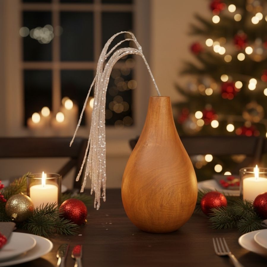 Galho Decorativo de Natal - Lantejola Branca - 97cm - 1 unidade - Cromus - Rizzo