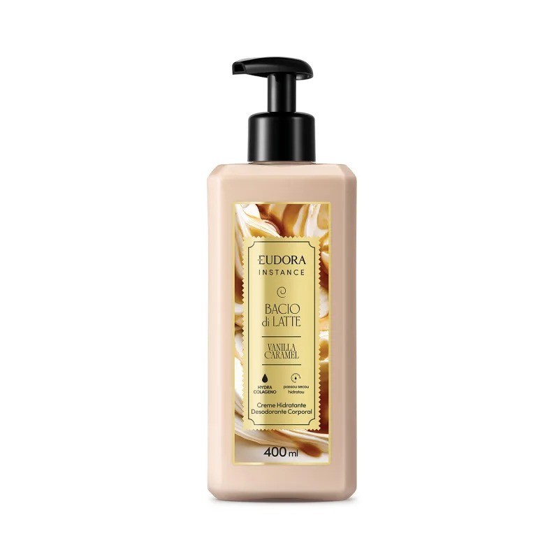 Creme Hidratante Desodorante Corporal Instance Vanilla Caramel 400ml Eudora (linha Bacio de Latte)