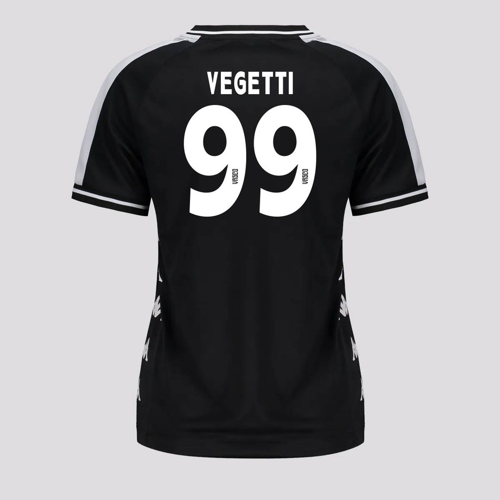 Camisa Kappa Vasco Supporter Block Feminina Preta e Branca 99 Vegetti