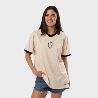 Polo Corinthians 115 Anos Feminina Bege em Oferta na Shopee