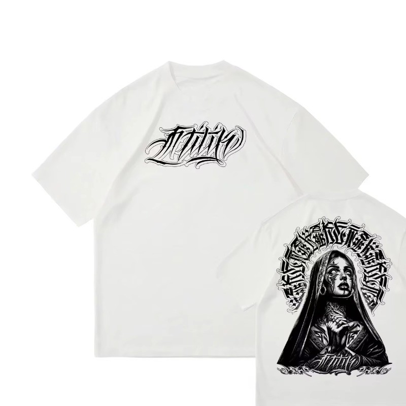 Camiseta Masculina Oversized Malha Peruana Streetwear Chicano Faith Fé Algodão