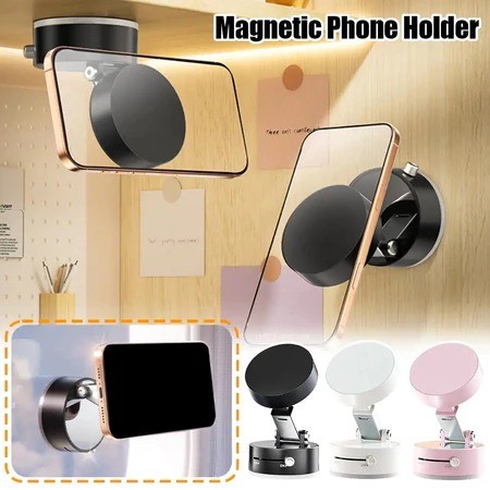 Suporte para Celular 360° | Dobrável + Adsorção a Vácuo Dupla Face | Suporte Magnético para Carro