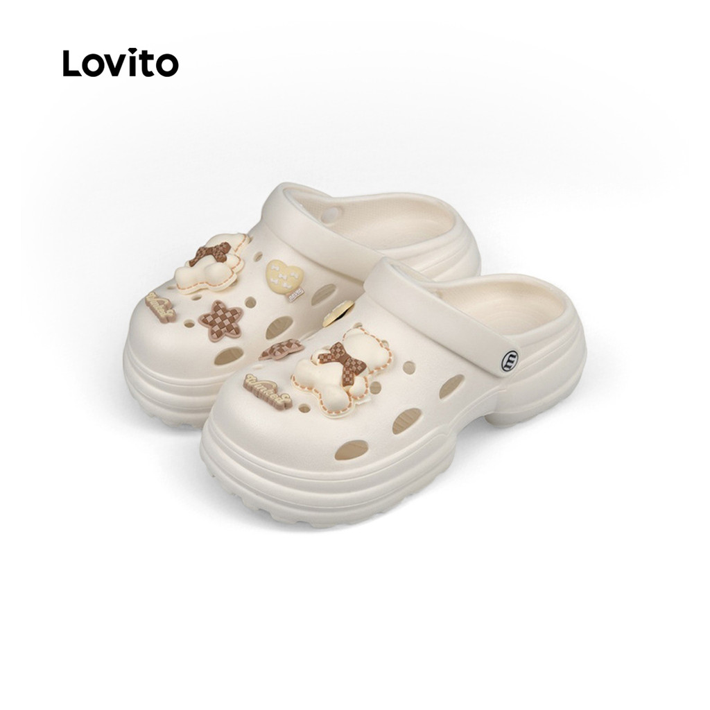 Lovito Tamancos Casuais Lisos E Fofos De De Praia Sandálias Planas Para Mulheres LFA80003 em Oferta na Shopee