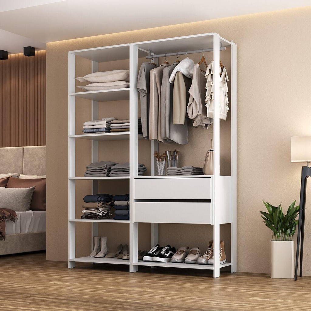 Closet Aberto Modulado Arara Organizadora com Cabideiro 135cm Allegra Multimóveis MP4389