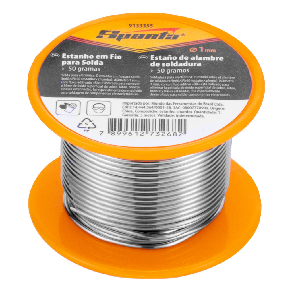 ESTANHO FIO SOLDA 60/40 ESTANHO/CHUMBO BOBINA PLASTICO DIAMETRO 1MM 1PC // SPARTA