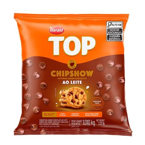 Chocolate ao Leite Chipshow Forneável Top Harald 1,01Kg em Oferta na Shopee