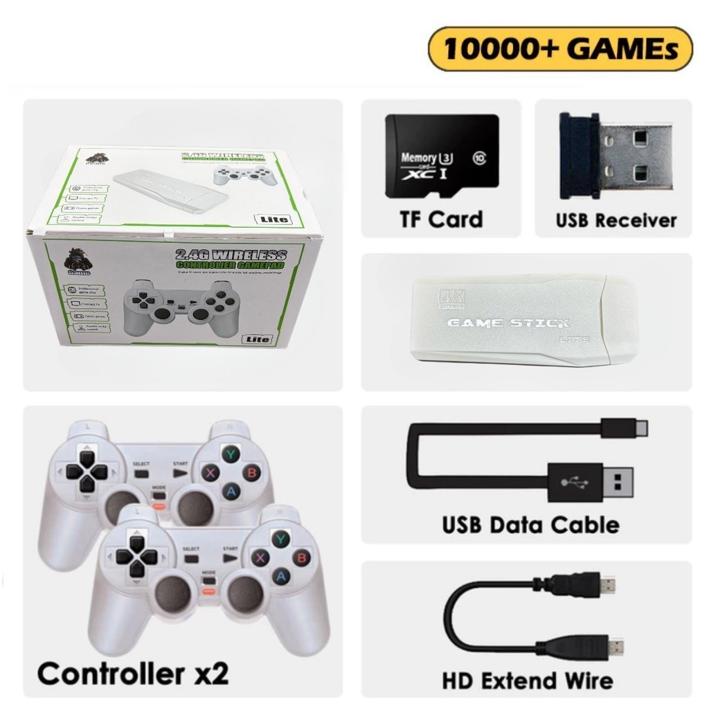 Imagem Videogame Stick 10mil 2 Controles Sem Fio Console Portatil Jogos Retro Antigo /A cor será enviada aleatoriamente Marisa