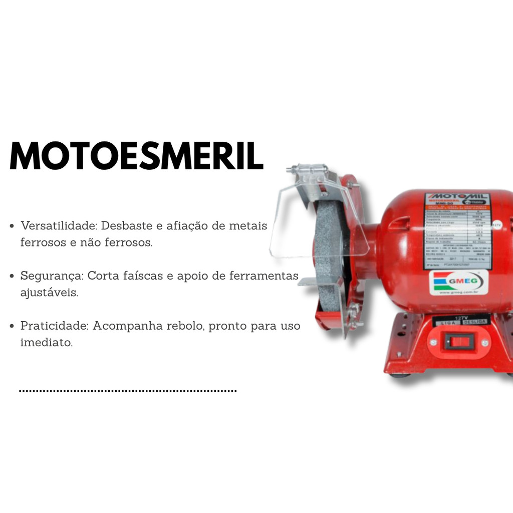 Motoesmeril De Bancada 360w 6 pol Mmi-50 Motomil 220V · foto 2