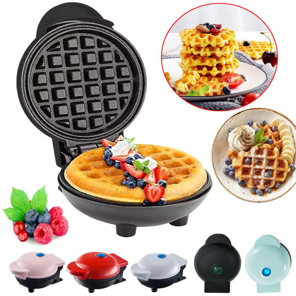 110V Mini Máquina de Waffles Elétrica Portátil Casa Cozinha Fazer Waffle Panquecas Automático