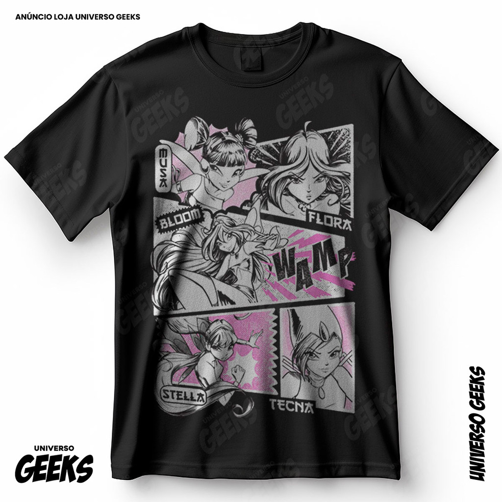 Camiseta Clube Winx Bloom Flora Stella Tecna Wamp Fadas Fada Da Chama Do Dragão Blusa Camiseta De Anime 100% Algodão