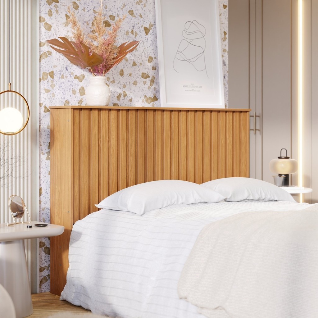 Cabeceira para Cama de Casal Ripado Detroit  Nature em Oferta na Shopee