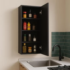 Armário Aéreo Multiuso, com 1 Porta e 3 Prateleiras – Organizador para Cozinha