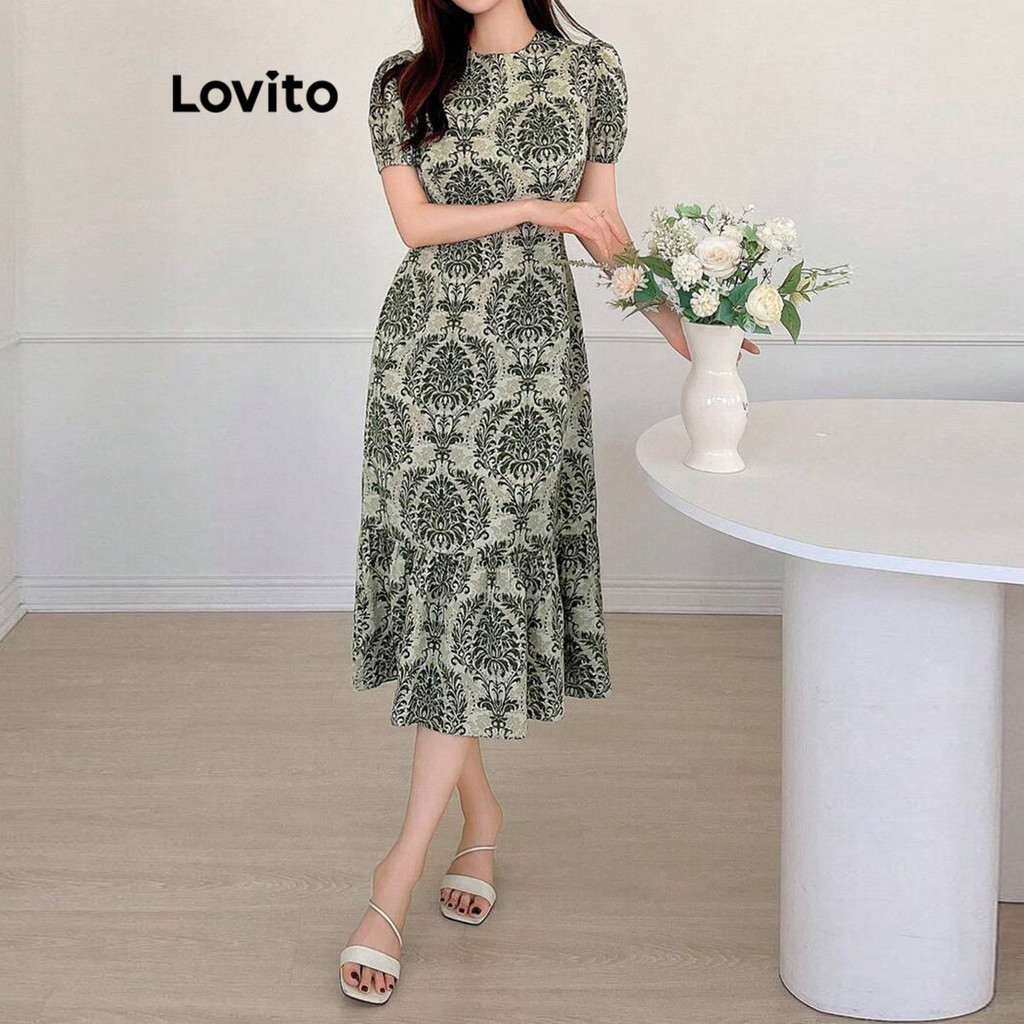 Detalhes do Lovito Refine Vestido Boho Feminino Estampado Tribal Para Verão L91AD180 (Multicolorido)