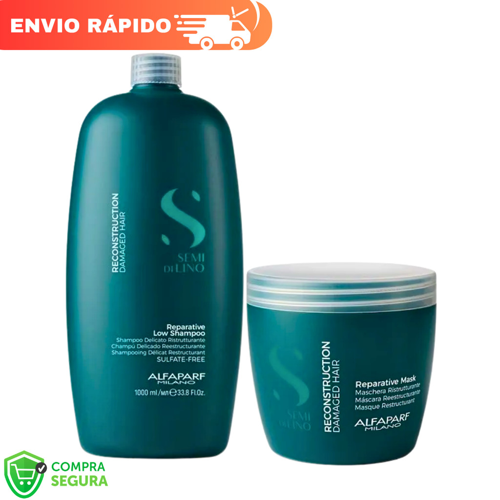 Kit Semi Di Lino Reconstruction Shampoo 1L + Máscara 500ml Alfaparf Milano