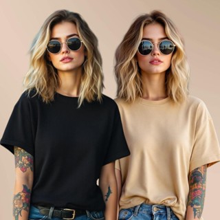 Kit 2 Camisas 100% algodão Oversized Feminina  lisas em Oferta na Shopee