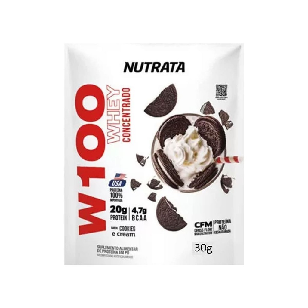 W100 Whey Concentrado - 1 Sachê 30g Cookies & Cream - Nutrata em Oferta na Shopee