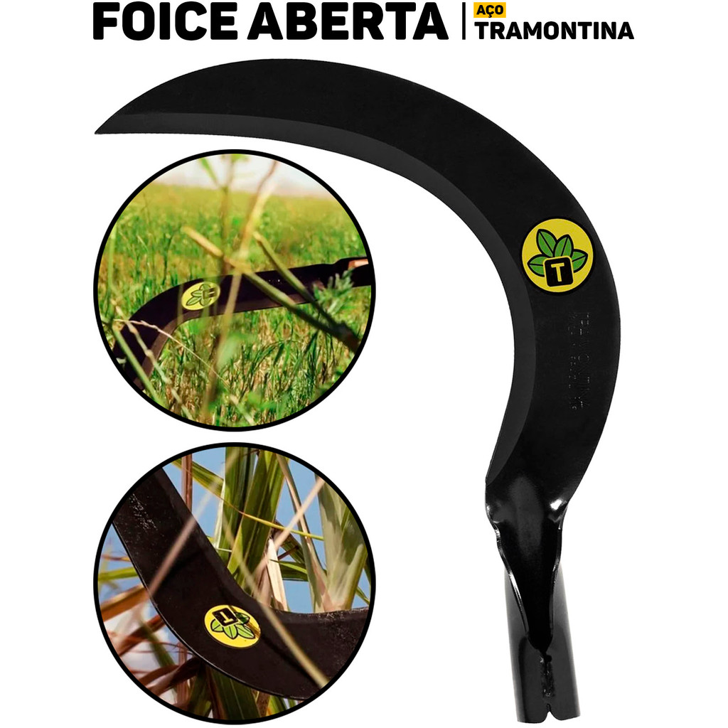 Foice Aberta Tramontina Em Aço Sem Cabo Ferramenta Profissional P/Corte De Mato Limpeza Jardinagem em Oferta na Shopee