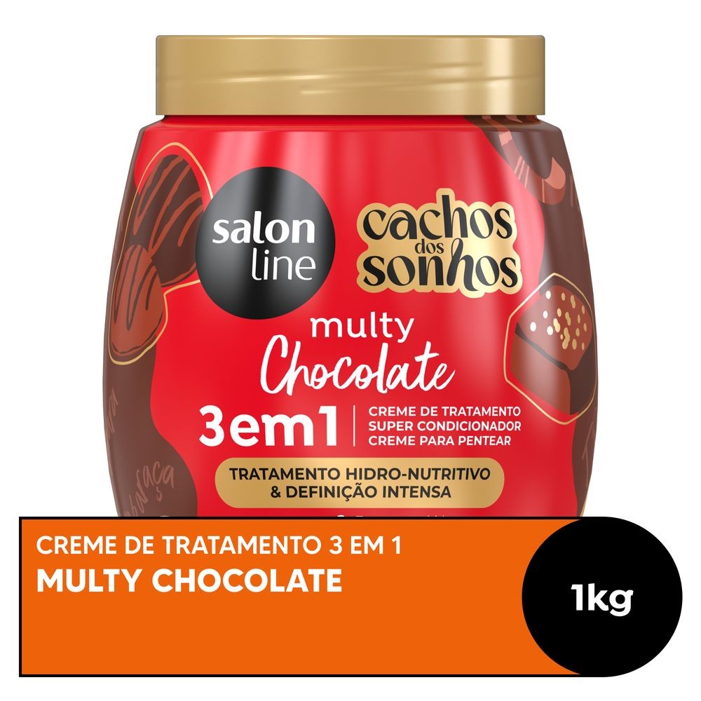 Creme Salon Line 3 em 1 Cachos dos Sonhos Multy Chocolate 1kg em Oferta na Shopee