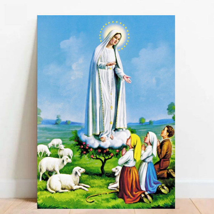 Quadro placa decorativa Poster Nossa Senhora de Fátima Imagem Católica sem moldura
