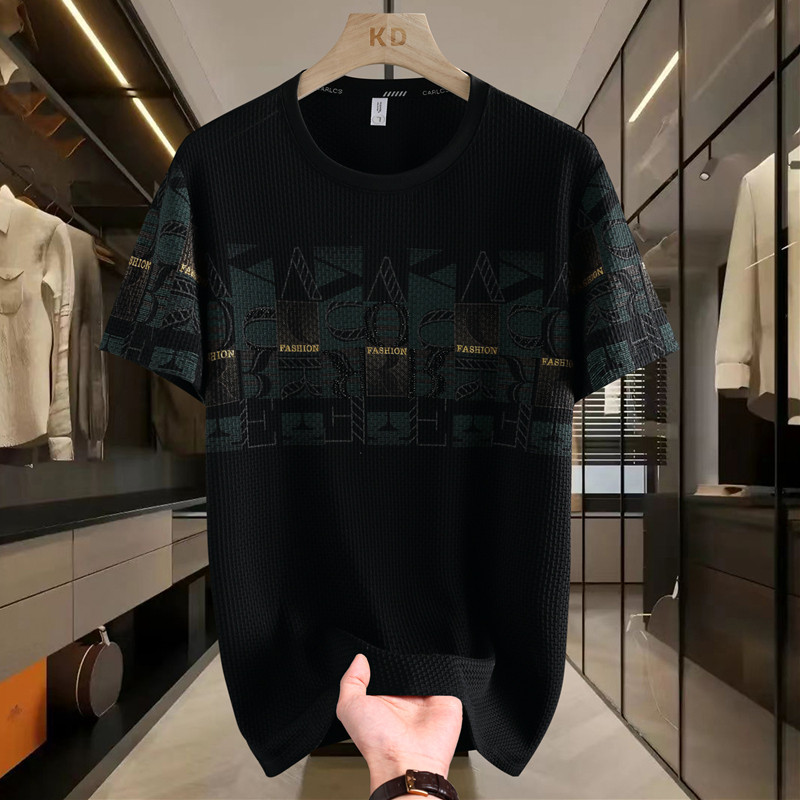 Camiseta masculina de manga curta de seda gelo verão roupas casuais roupas masculinas 2026 novo estilo juventude legal m