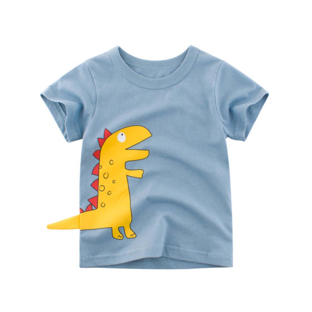 27 crianças meninos puro algodão crianças camiseta de manga curta tridimensional dinossauro Street Wear infantil