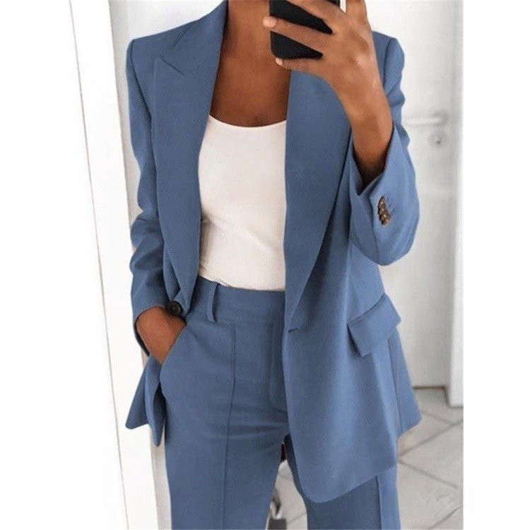 Blazer Casual FWXB com Lapela e Um Botão, Cardigã Fino de Cor Sólida para Mulheres (Blazer de Peça Única)