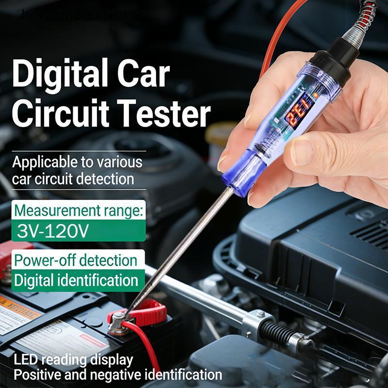 Testador De Tensão Do Sistema Elétrico Para Carros 3V120V Ferramenta De Teste De Circuito Multifuncional Digital Com Dis
