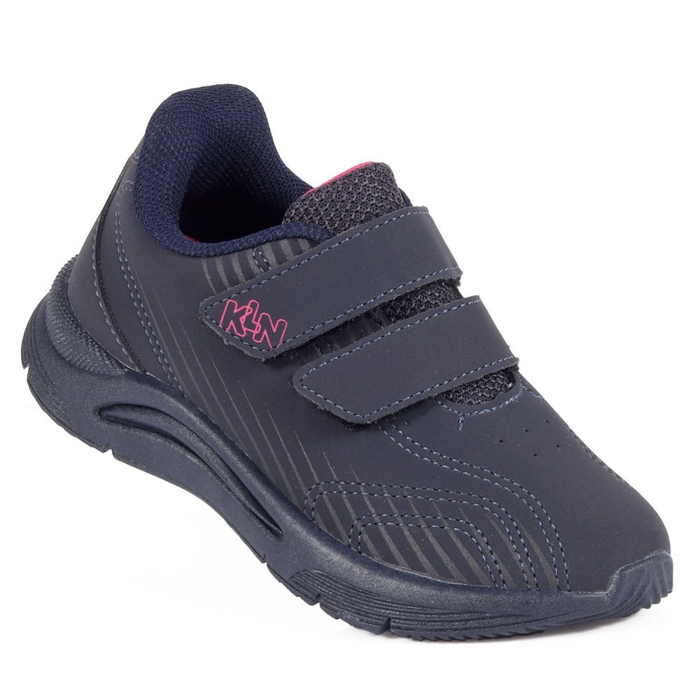 Tênis Infantil Menina Klin New Sport Calce Fácil com Velcro - Azul Marinho e Rosa · foto 2