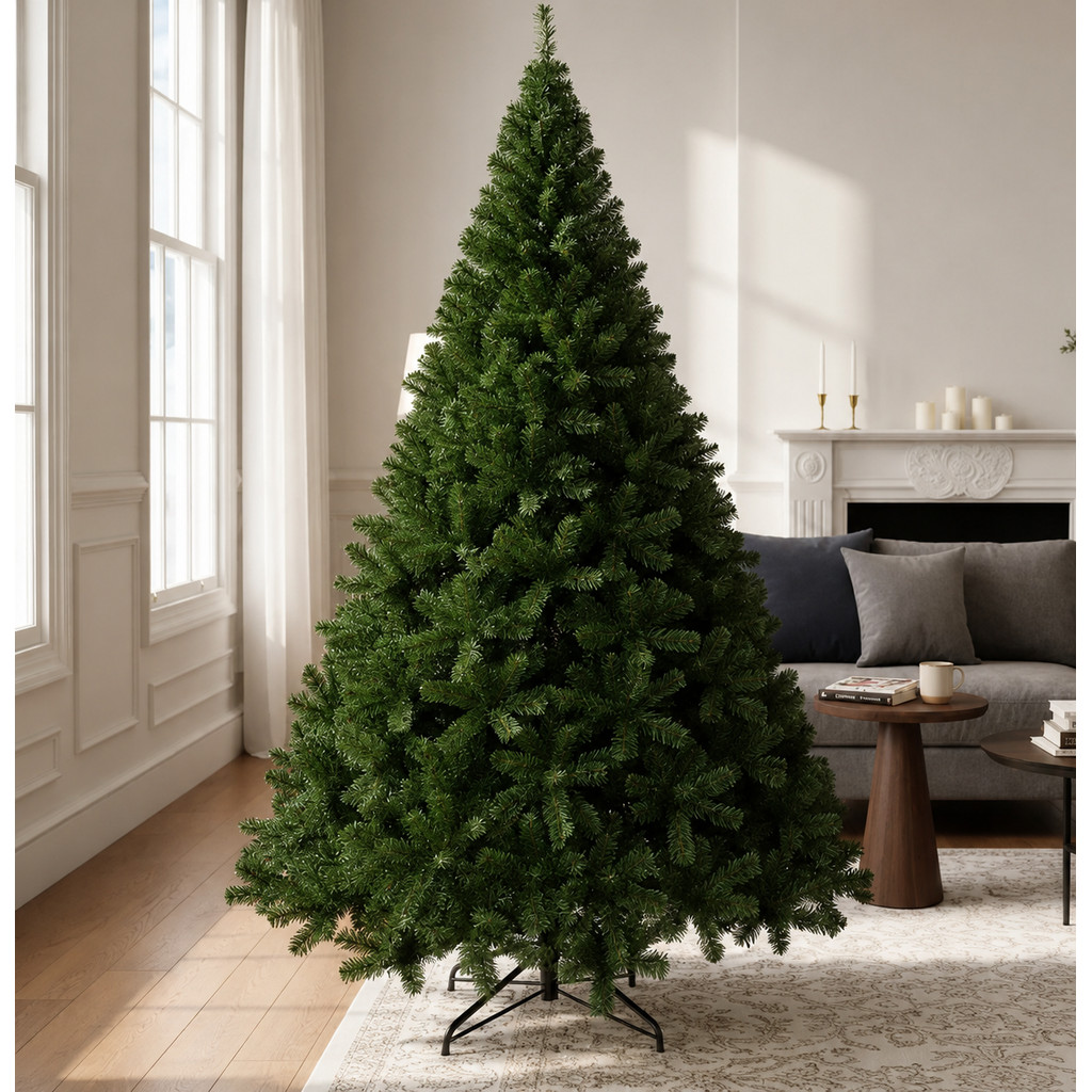 Árvore de Natal Pinheiro Luxo Cheia Premium 1.80m 700 Galhos Verde Escuro PVC Alta Qualidade Base de Ferro