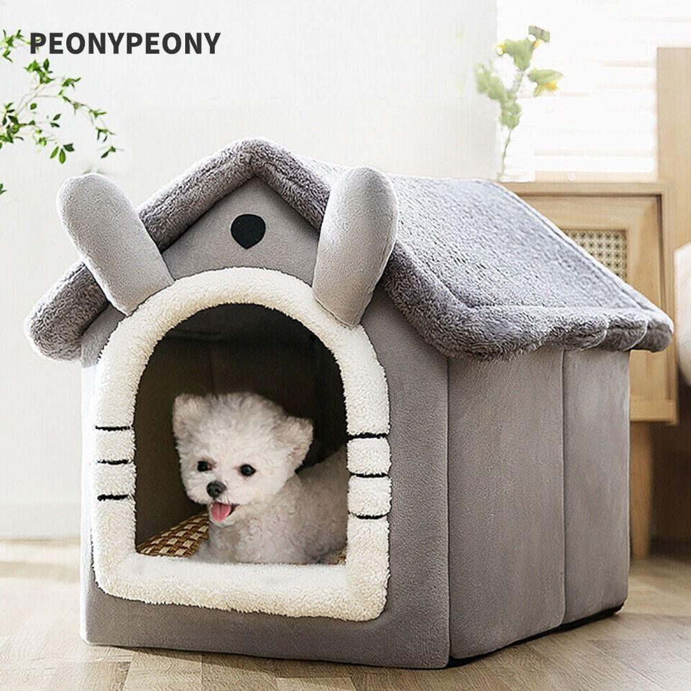 PEONY Cat Kennel Cinza Casa Quente Cama Fechada Para Gatinhos Animais De Estimação
