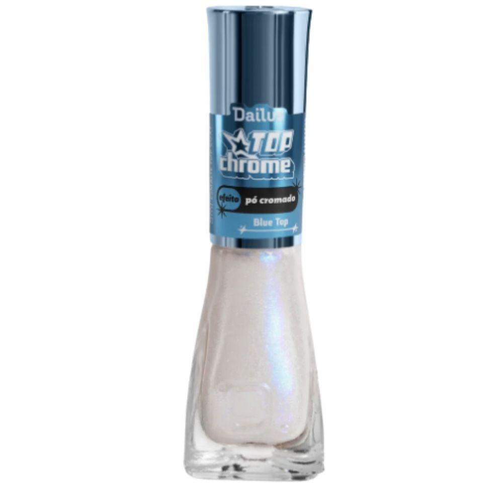 Esmalte Dailus Top Chrome Efeito Pó Cromado Blue Top com 8ml