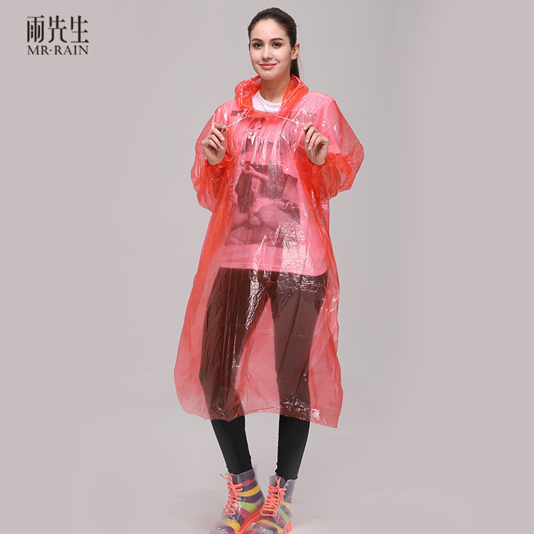 Capa de Chuva Transparente Mr. Rain, Poncho de Chuva Descartável de PE Espessado, Tamanho Grande, para Uso Externo e Cam