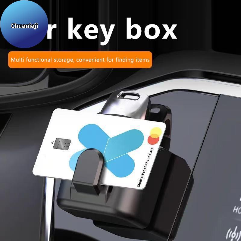 Chuaniaji Porta-Chaves Do Carro Clipe Caixa De Armazenamento Interior Automóvel Painel Organizador Montagem Adesiva Para