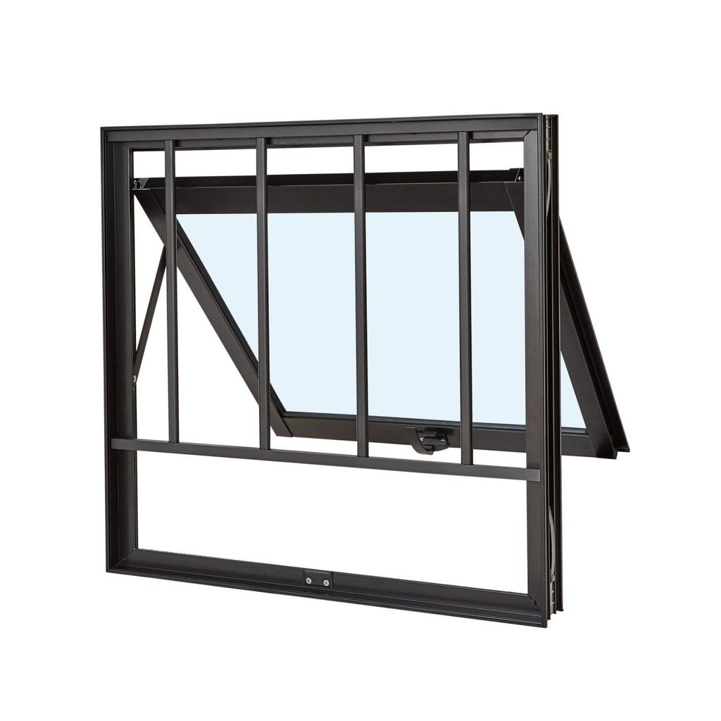 Janela de Aluminio Maxim-ar 50x50cm com Grade e com Vidro Liso Ultra Ramassol 50x50cm