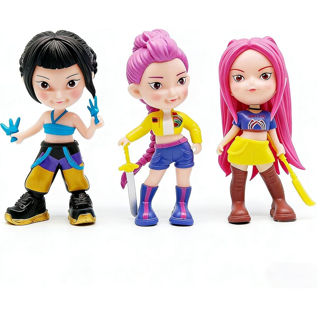 3 Peças de Figuras de Caçadores de Demônios, Figura Colecionável de Desenho Animado, Presente Criativo para Fãs RZBE