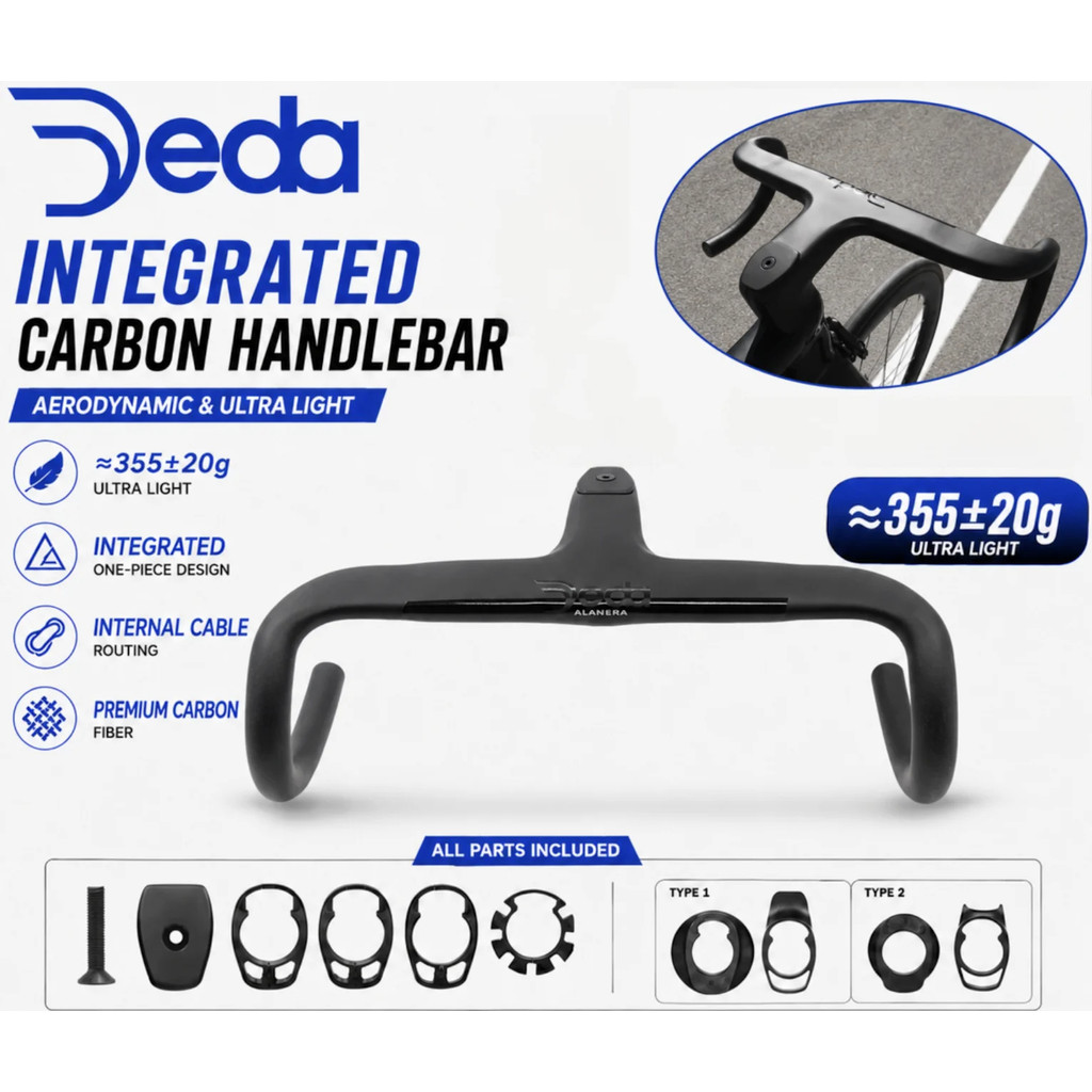 Barra De Queda De Carbono De Uma Peça DEDA Com Fiação Interna Completa-High-Modulus T1000 , Cabe Em Direção De Garfo De