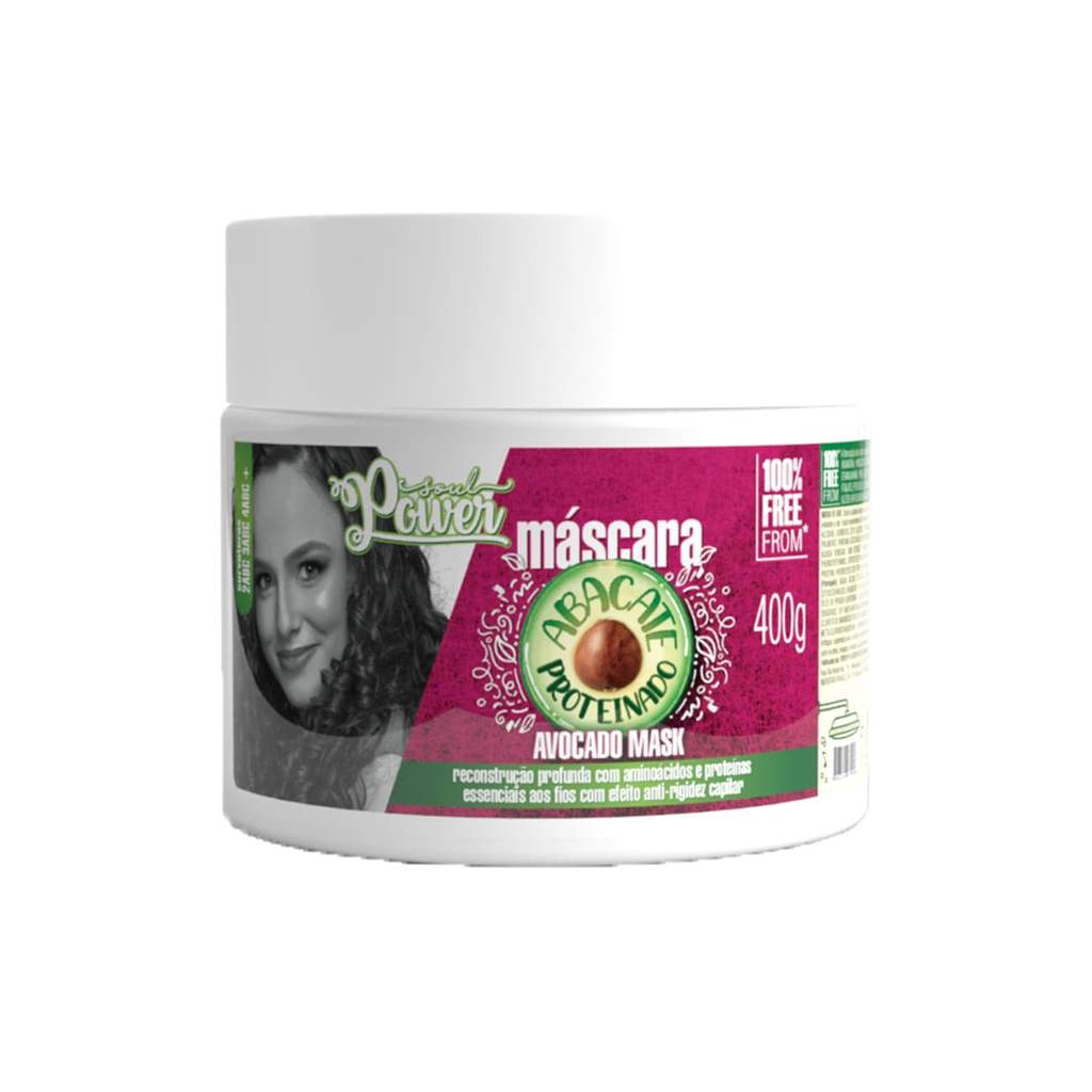 Máscara Abacate Proteinado Soul Power - Reconstrução, Efeito Anti-rigidez  - 400g