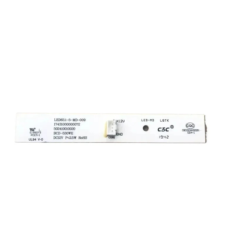 Placa LED Universal para Refrigerador Midea, Peças de Luz LED DC12V 63.1-5-MD-009 17431000000072 502410010020 13*2cm