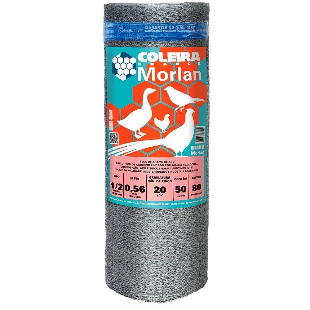 Tela Coleira Branca  Morlan para Viveiro 1/2x24x0,80m 50m