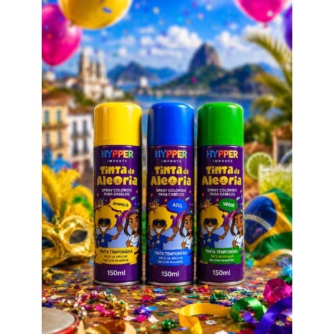 Tinta para Cabelo Colorida Temporária Spray 150ml Carnaval Festa Copa do Mundo Fantasia Cosplay Torcida
