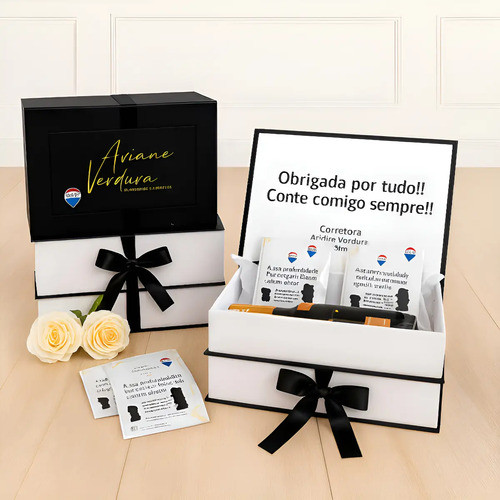 5 Kit Caixa Semicartonada Personalizada (chandon G+aplique) Branco